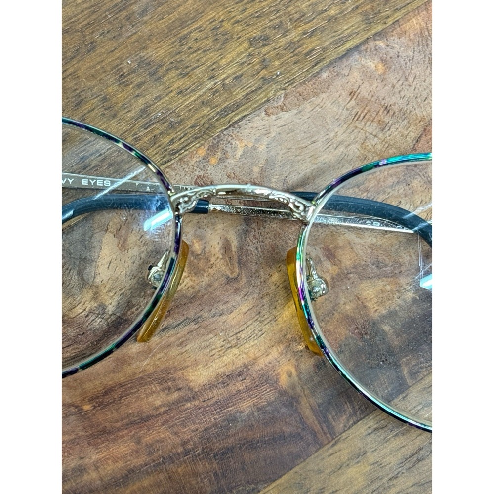 Vintage‎ Multicolor/Gold Savvy Unique Round Metal Scrollwork Frame Eyeglasses - Picture 7 of 9